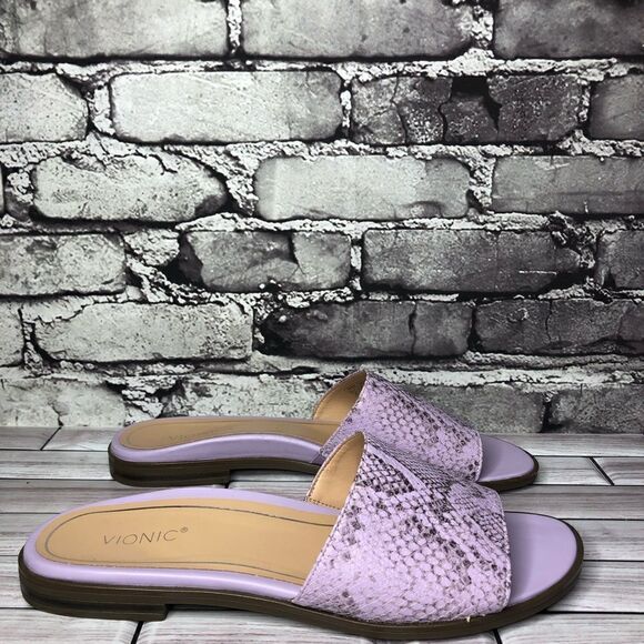 Vionic Demi Purple Leather Snake Embossed Orthopedic Sandals Women Sz 10M US/42 - Picture 8 of 16